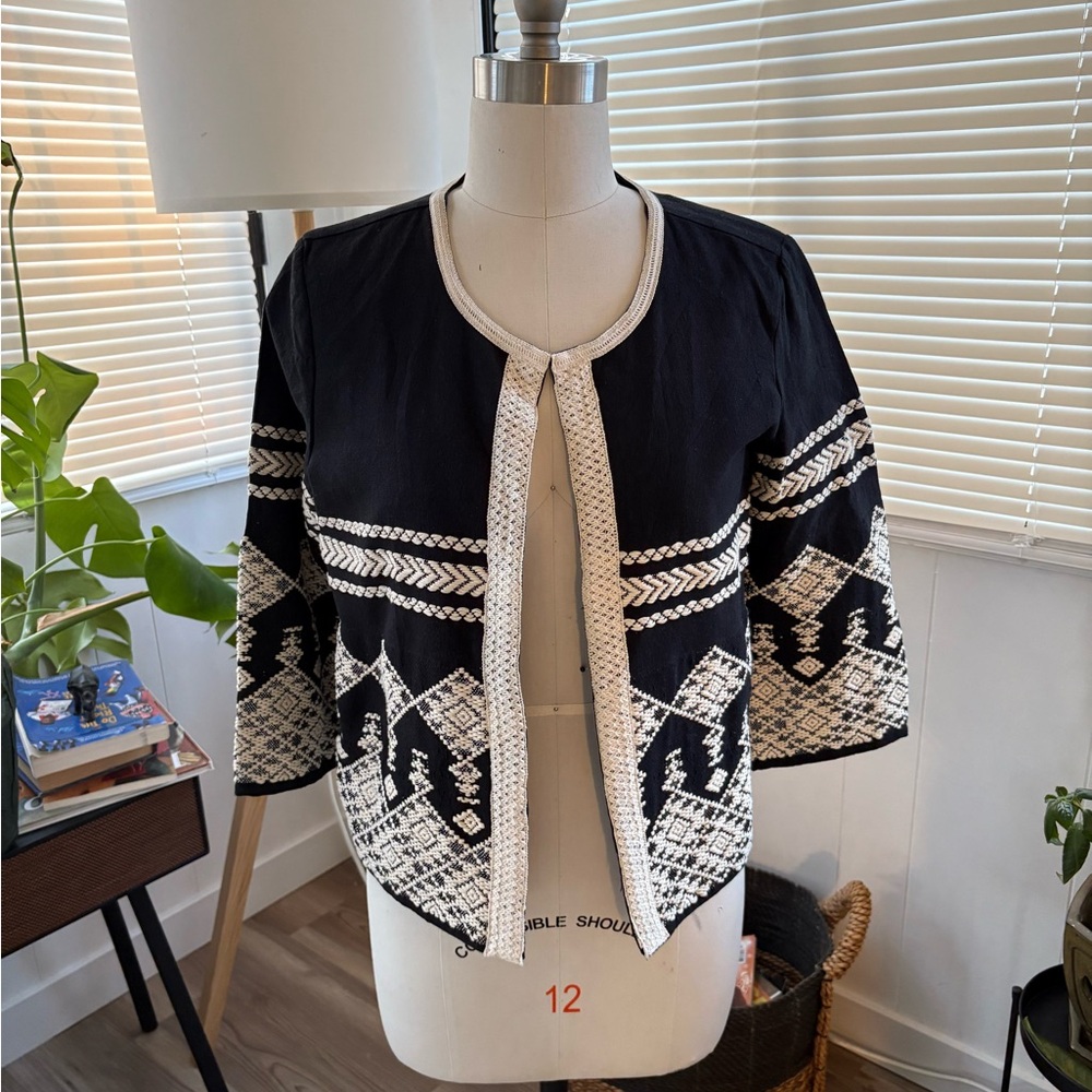 Sacred Threads Black and Cream Cardigan